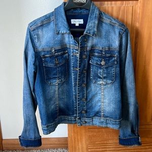 Lila Ryan stretch Jean jacket size large denim lightweight coat
